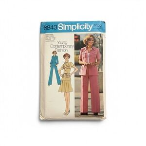 Vintage Simplicity Pattern 6843 Shirt Jacket Pants Skirt Junior Petite Sz 7 & 9